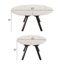 Modern Extendable White Circular Dining Table with MDF Top and Metal Legs for 4-6 Persons