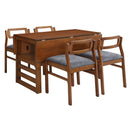 5 Piece Extendable Wood Square Dining Table Set With 2 Drop Leaves