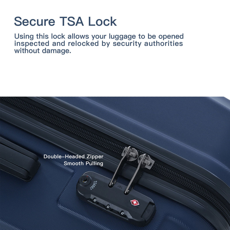3 Piece Luggage Sets Lightweight Suitcase With Two Hooks, Spinner Wheels, Tsa Lock, Durable Hard Shell