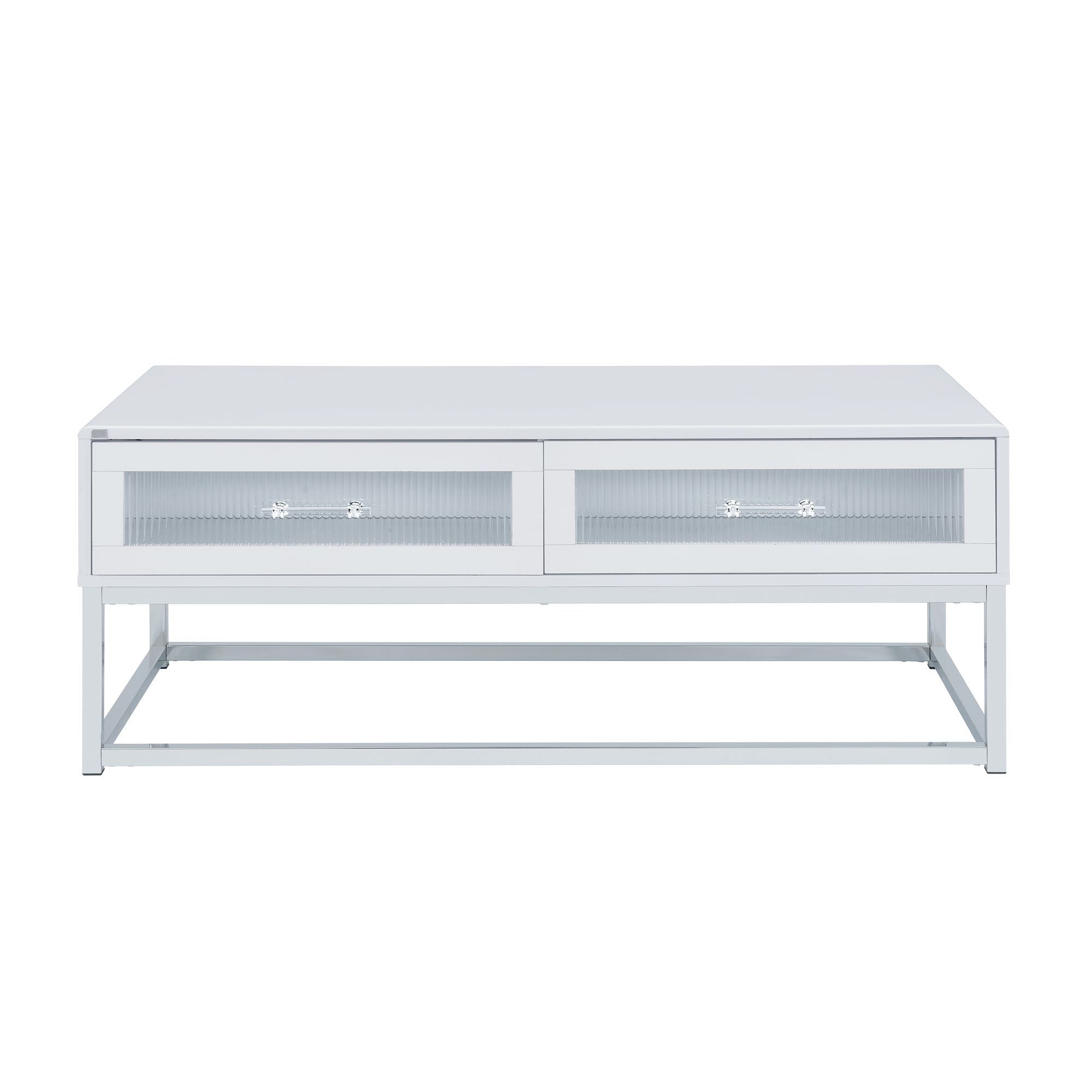 Chandra - Coffee Table With LED And Battery Pack - Glossy White