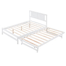 Full Size Platform Bed with Adjustable Trundle,White(Old SKU:SM000248AAK)