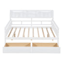 Full size Daybed, Wood Slat Support, with Bedside Shelf and Two Drawers, White