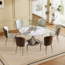 Round Dining Table With 360° Rotating Lazy Susan Scratch & Heat - Dark Purple / White