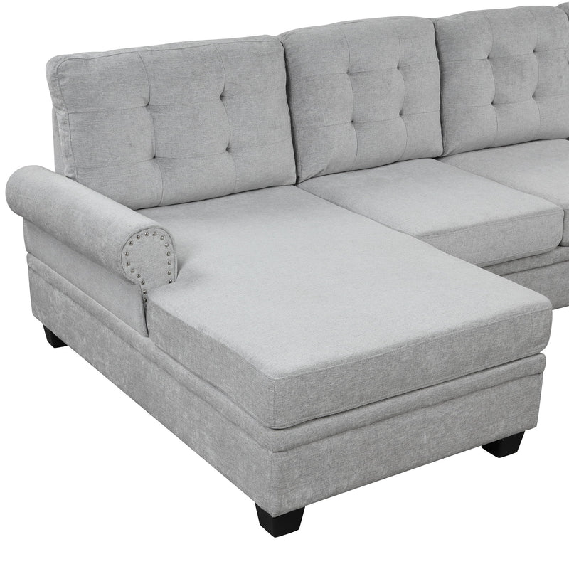 Modern U-Shaped Corner Sectional Sofa Upholstered Linen Sofa Couch For Living Room