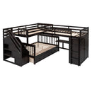 L Shaped Bunk Bed With 3 Drawers, Portable Desk And Wardrobe