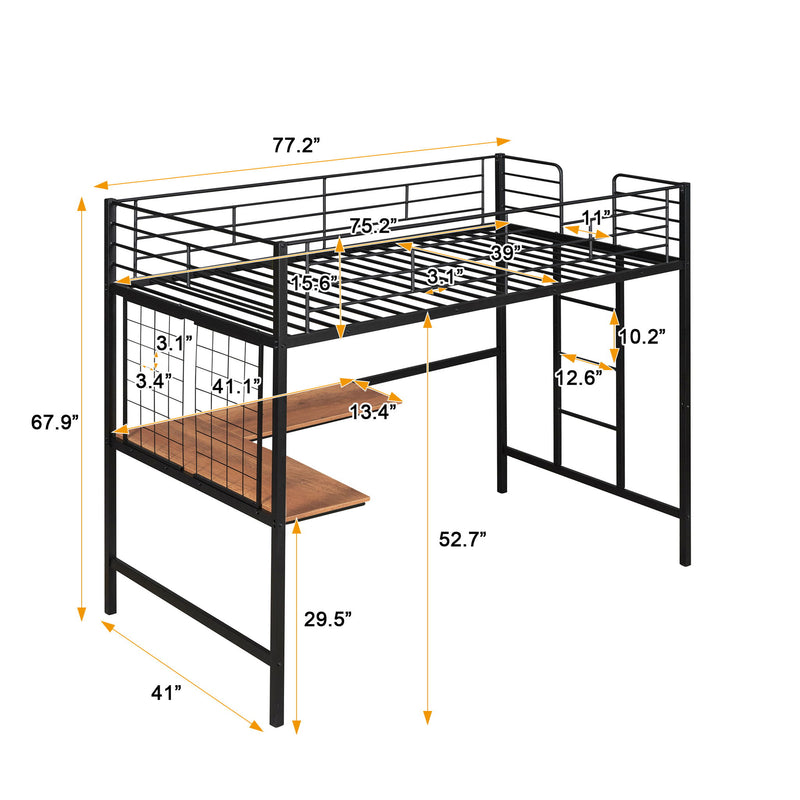 Bed With Desk And Grid