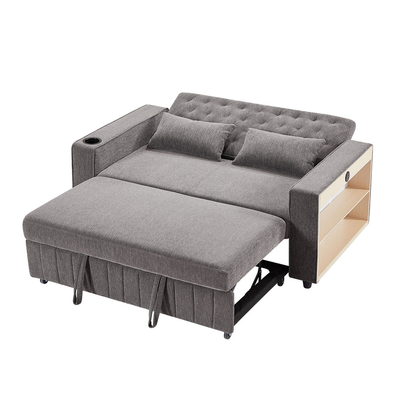 Pull-Out Sofa Bed Convertible Couch With Adjustable Backrest For Living Room