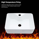 Rectangular Bathroom Sink With Towel Bar & Faucet Hole, Wall Mounted - White