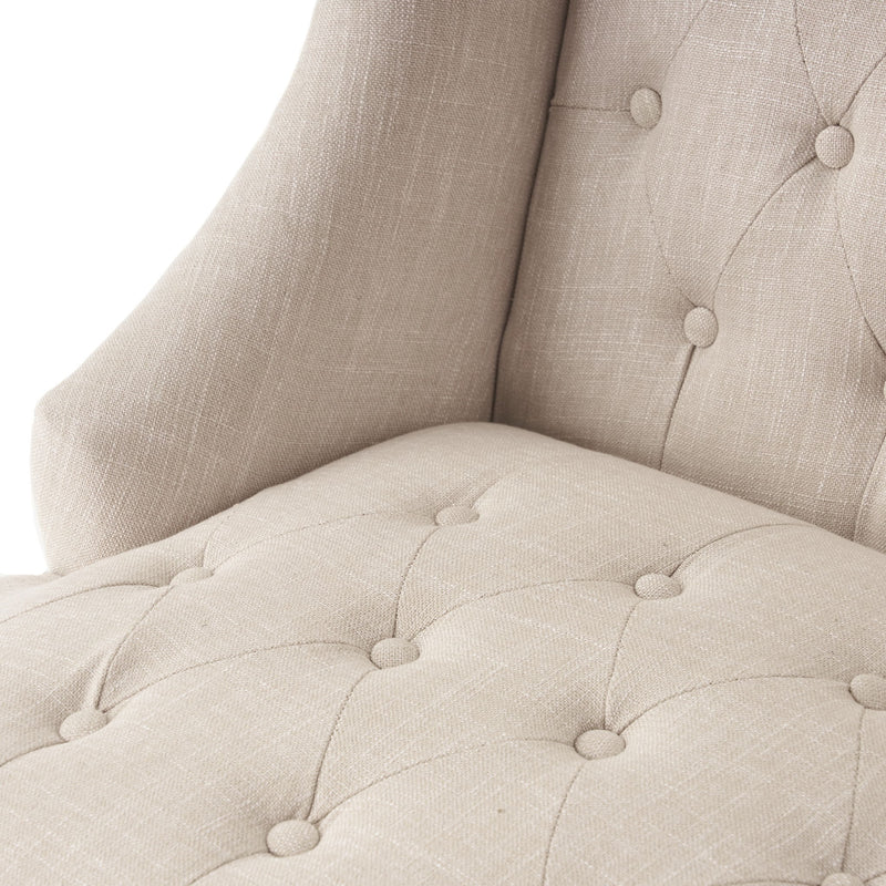 Contemporary Hi Back Club Chair With Wingback Design - Light Beige