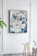 Large Rectangle Framed Wall Art Flower Canvas Print, Home Decor For Living Room Kitchen Foyer Office - Blue