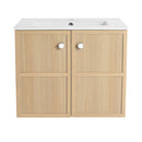Wall Mounted Bathroom Vanity With Ceramic Sink And 2 Soft Closing Doors