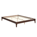 Queen Size Platform Bed Frame With Wood Slat And Metal Support - Chocolate