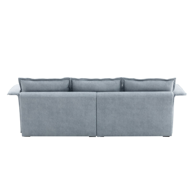 Oversized Luxury Sectional Sofa With Bentwood Armrests, 4 Seat Upholstered Indoor Furniture With Double Cushions, L Shape Couch With Ottoman For Living Room