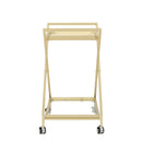 Sherianne - Industrial Bar Cart With Tempered Glass Shelves And Swivel Wheels - Gold