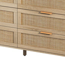 Rattan Storage Cabinet With 6 Drawers For Bedroom And Living Room - Natural