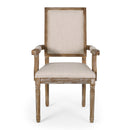 French Country Style Upholstered Dining Chair With Square Backrest