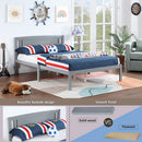 Full Size Bed, Wood Platform Bed Frame with Headboard For Kids, Slatted, Gray