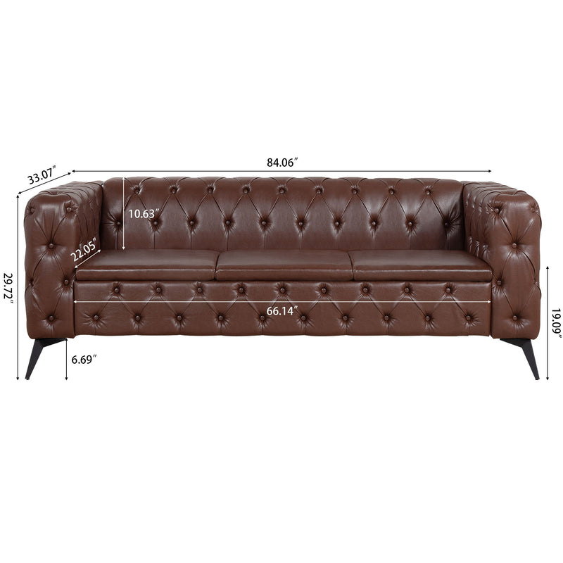 Square Arm Removable Cushion 3 Seater Sofa