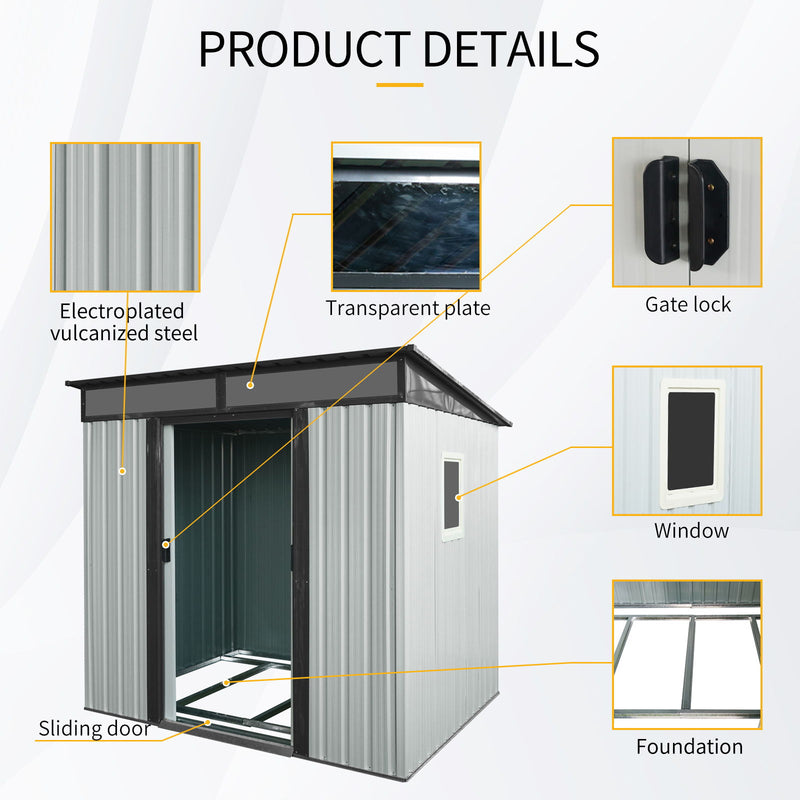 Outdoor Metal Storage Shed With Window And Transparent Plate For Garden, Lawn