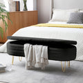 Upholstered Teddy Fabric Oval Storage Bench With Gold Legs End Of Bed