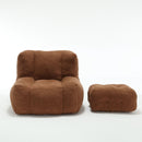 Modern Indoor Fluffy Bean Bag Chair With Memory Foam And Ottoman, Super Soft