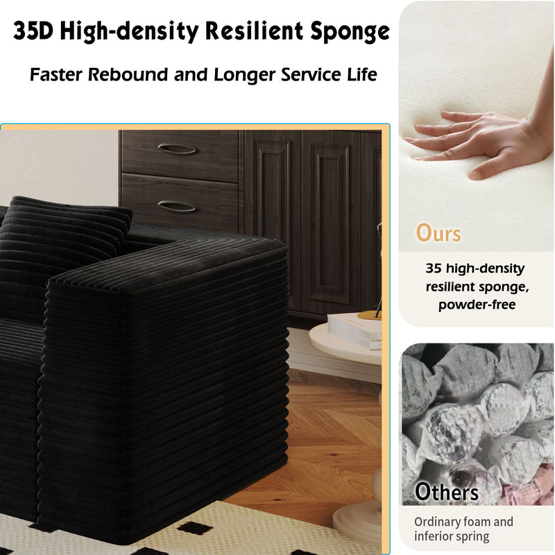 Compression Sofa With 2 Ottomans