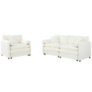 Modern Upholstered Chenille Loveseat And Armchair Set With Pillows