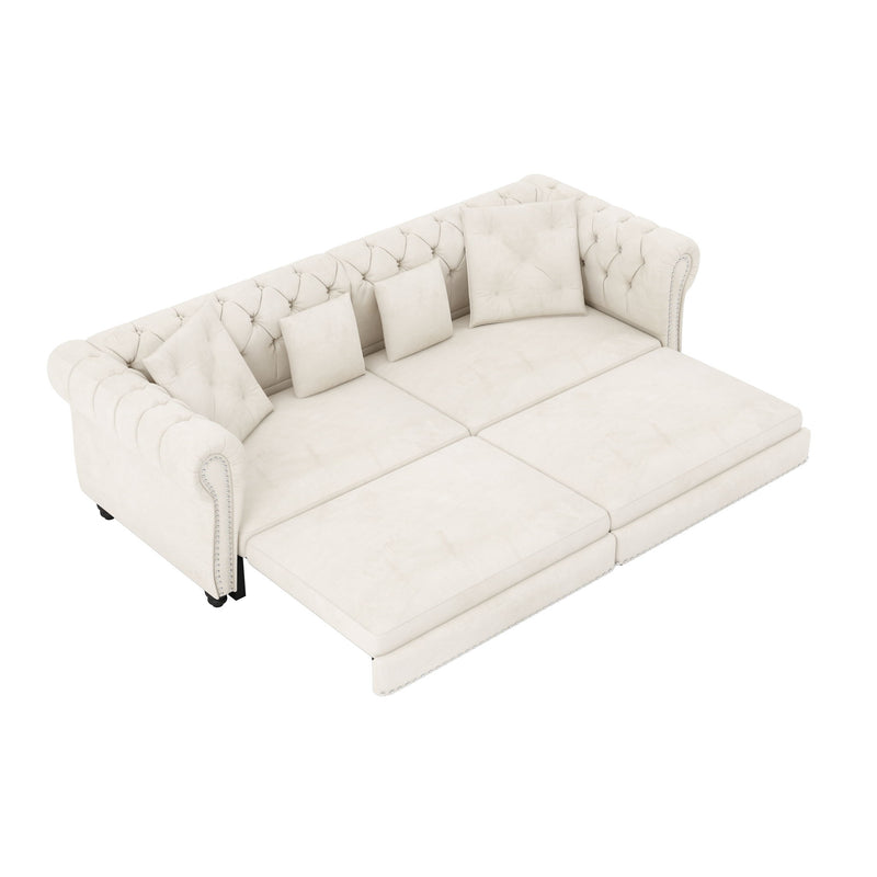 3 In 1 Pull Out Sofa Bed With Movable Ottoman