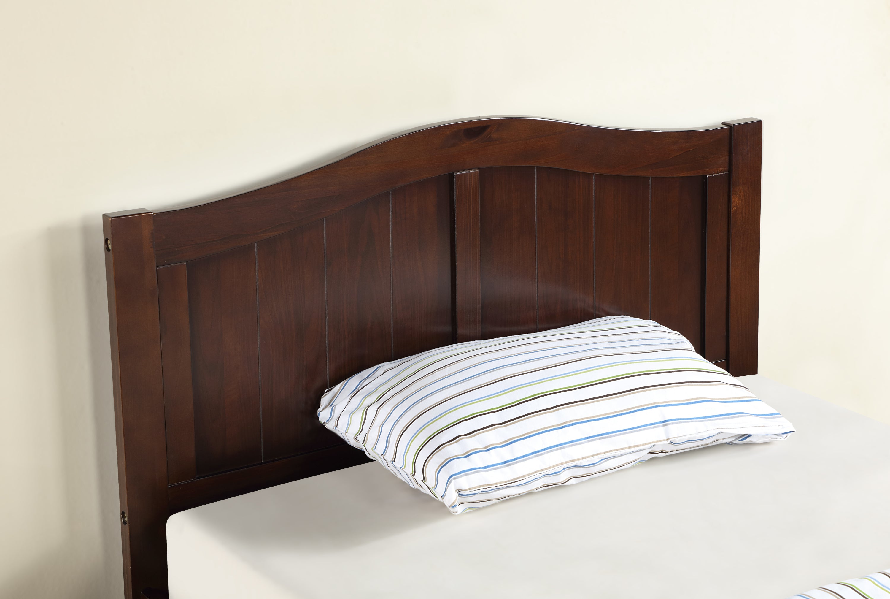 Twin Size Bed, Wood Platform Bed Frame with Headboard For Kids, Slatted, Dark Walnut - Atlantic Fine Furniture Melbourne FL