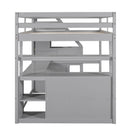 Loft Bed With Desk, Shelves, 2 Drawers, Storage Staircase