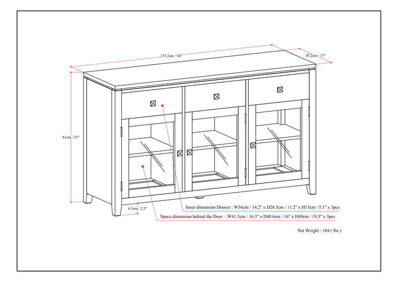 Cosmopolitan - Sideboard Buffet - Mahogany