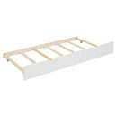 Twin over Twin House Bunk Bed with Trundle and Slide, Storage Staircase, Roof and Window Design, White(Old SKU: GX000931AAK)