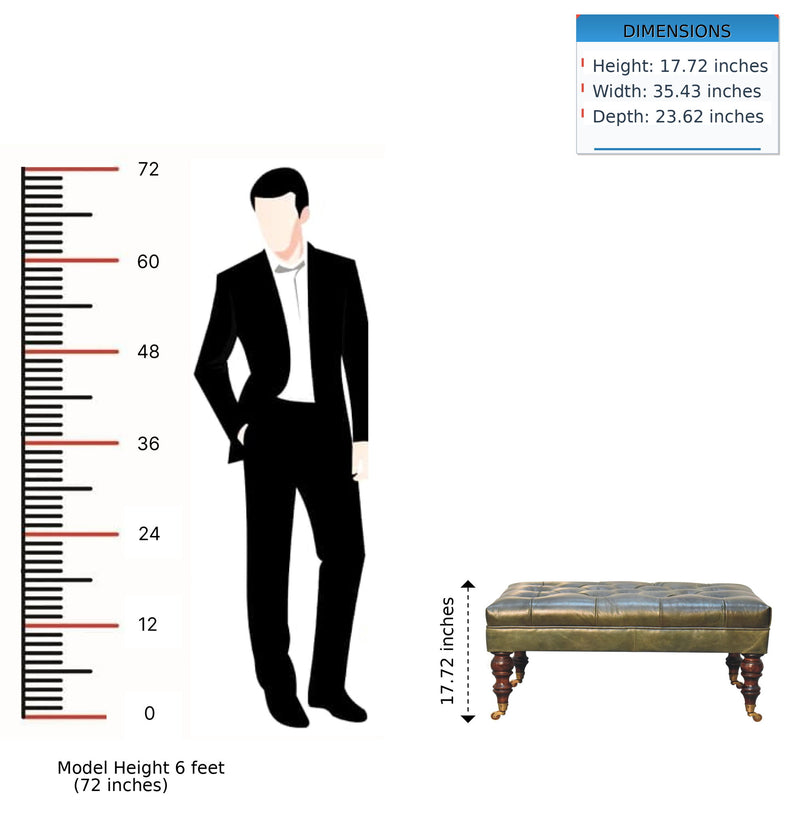 Buffalo - Leather Ottoman With Castor Legs