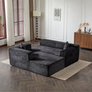 Compression Sectional Couch With Comfy Chaise, Boneless L Shape Sofa With Deep Seat