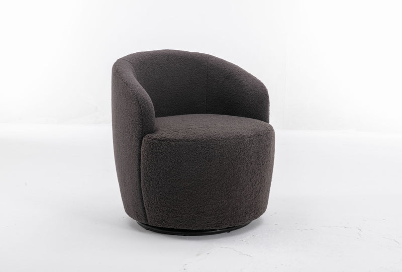 Teddy Fabric Swivel Accent Armchair Barrel Chair With Powder Coating Metal Ring