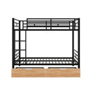 Full Size Convertible Bunk Bed With 2 Drawers Durable - Black