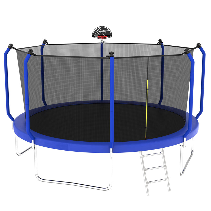 Trampoline With Basketball Hoop, Astm Approved Reinforced Type Outdoor Trampoline With Enclosure Net