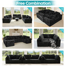 Modular U-Shaped Sectional Sofa, 6 Seater Chaise Lounge With Reversible Design - Black