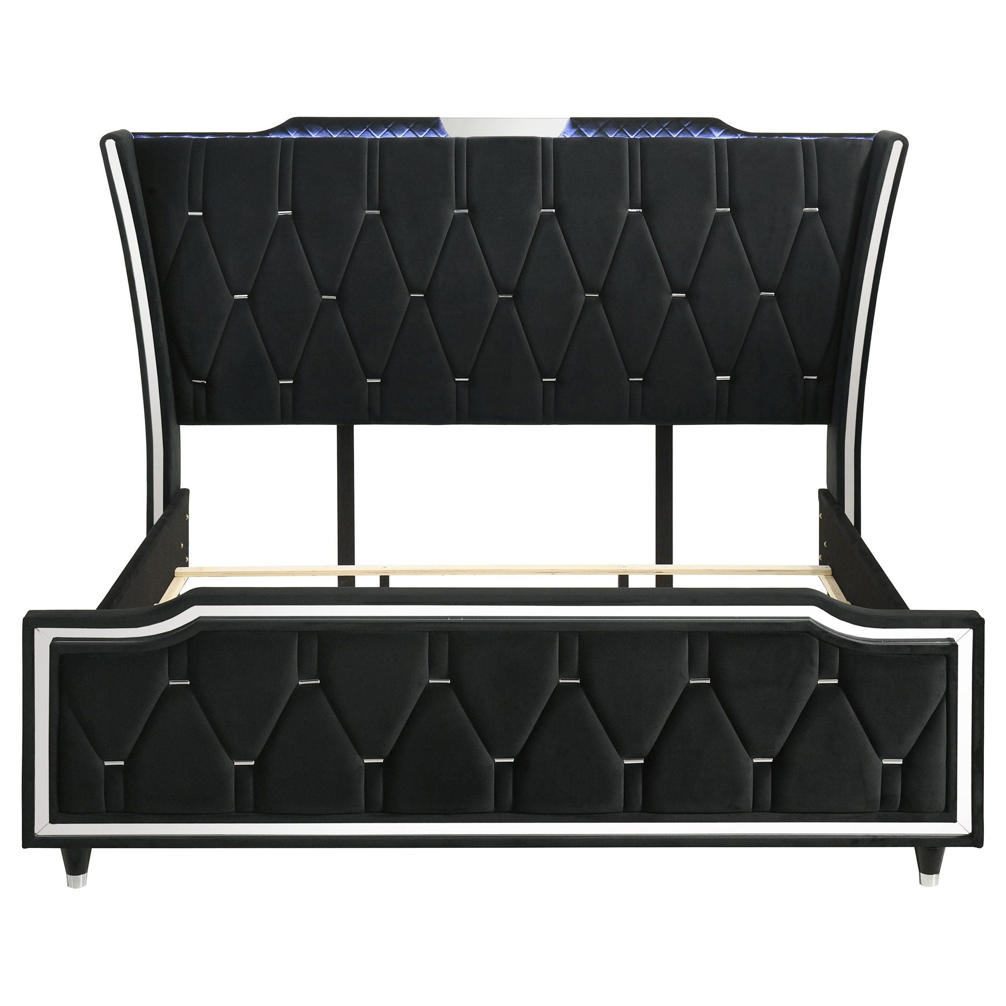 Lorient Eastern King LED Upholstered Bed Black