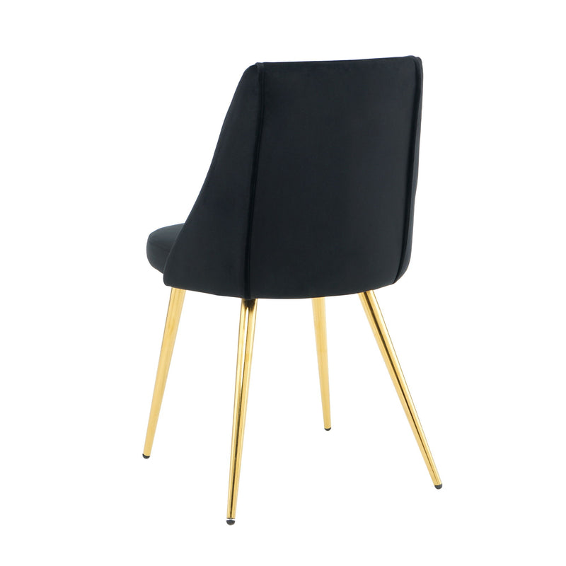 Modern Simple Velvet Dining Chair Set With Gold Metal Legs (Set of 4) - Black