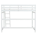 Twin Size High Loft Bed with inclined Ladder, Guardrails,White