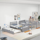 Twin over Pull-out Bunk Bed with Trundle, Gray