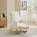 High Back Glider Rocking Chair With Retractable Footrest And Rubber Wood Legs