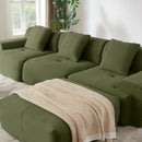L Shaped Modular Sectional Sofa Corduroy And Movable Ottoman