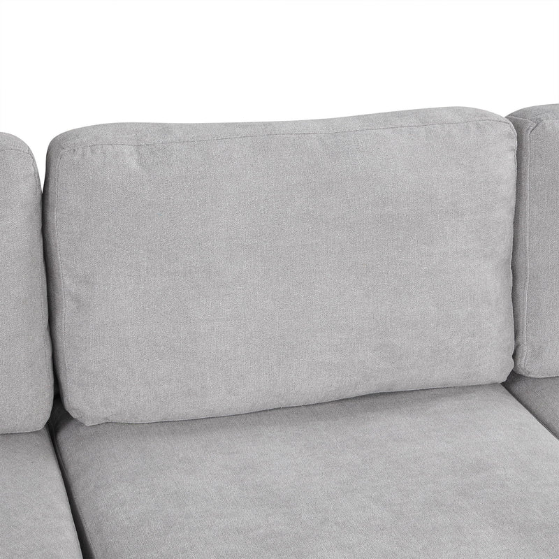 Upholstered 3 Seater Curved Sofa With Printed Pillows Chenille