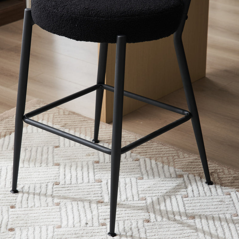 Modern Teddy Fabric Upholstered Bar Stools - Black Legs