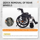 Heavy Duty Foldable Manual Wheelchair Double X Force Support With Adjustable Seat Belt Breathable Cushion & Anti Backflip Design 24" Tires For All Terrains 350 Lbs Capacity - Black / Silver