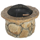 Outdoor 34" Lightweight Concrete Wood Burning Fire Pit - Stone Gray