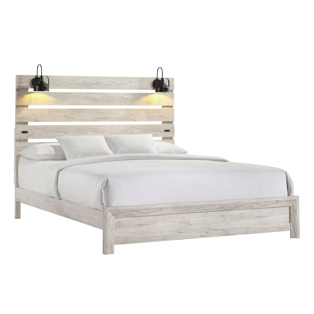 Fort Worth Bed with Lights & USB in White by Elements International