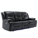 3 Seater Home Theater Recliner Manual Recliner Chair With A LED Light Strip Two Built-In Cup Holders For Living Room